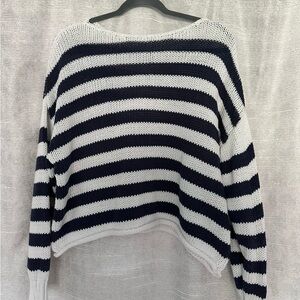 Aerie Navy and White Striped Sweater
